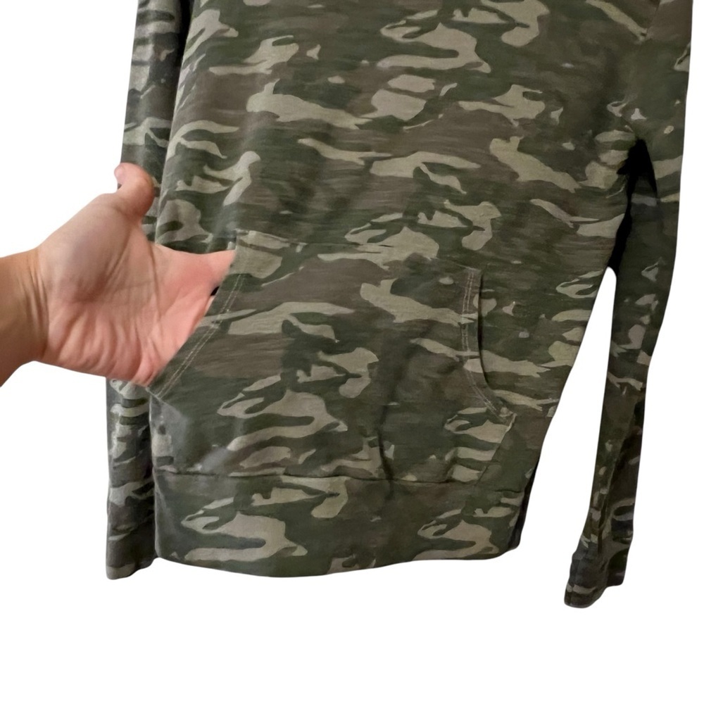 Monrow Pullover Hooded Sweatshirt Top Green Camo XS Lounge soft cozy athleisure - Picture 6 of 11